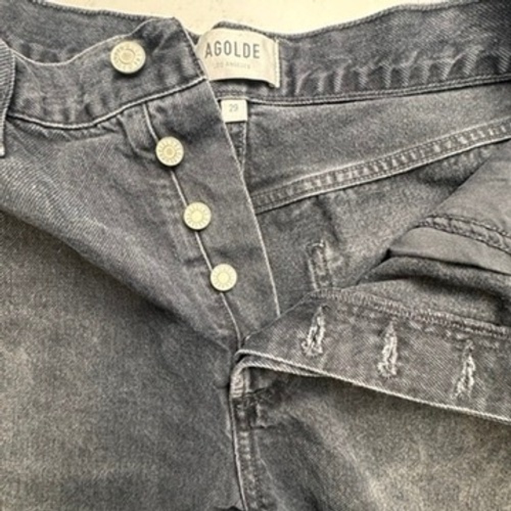 AGOLDE Dee High Rise Distressed Denim Shorts Washed Black A083-1157 Size 29
